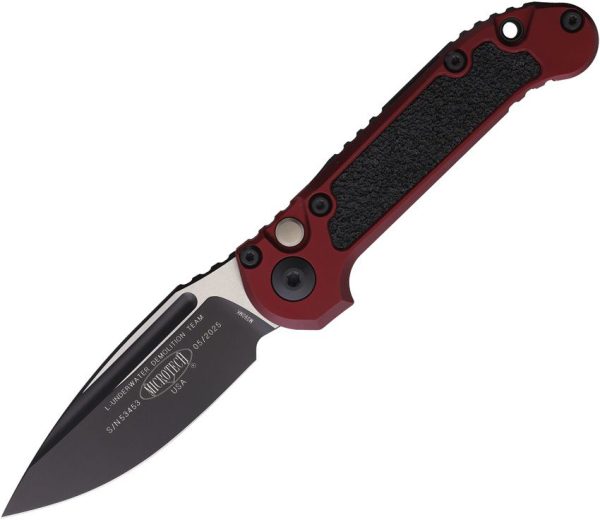 Microtech Auto LUDT GenIII Merlot Aluminum Button Lock