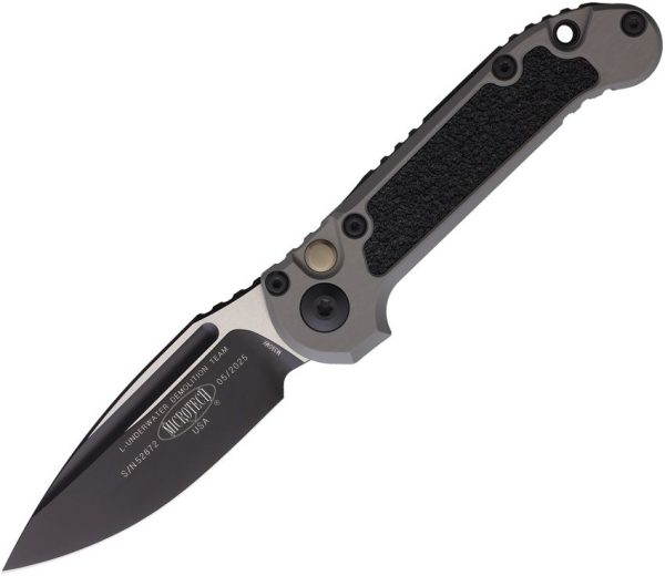 Microtech Auto LUDT GenIII Button Lock - Gray Aluminum