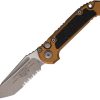 Microtech Auto LUDT GenIII Button Lock - Tan Aluminum