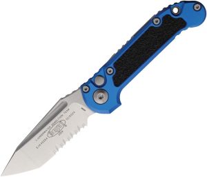 Microtech Auto LUDT GenIII Button Lock - Blue Aluminum