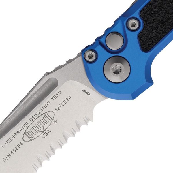 Microtech Auto LUDT GenIII Button Lock - Blue Aluminum