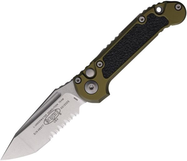 Microtech Auto LUDT GenIII Button Lock - OD Green Aluminum