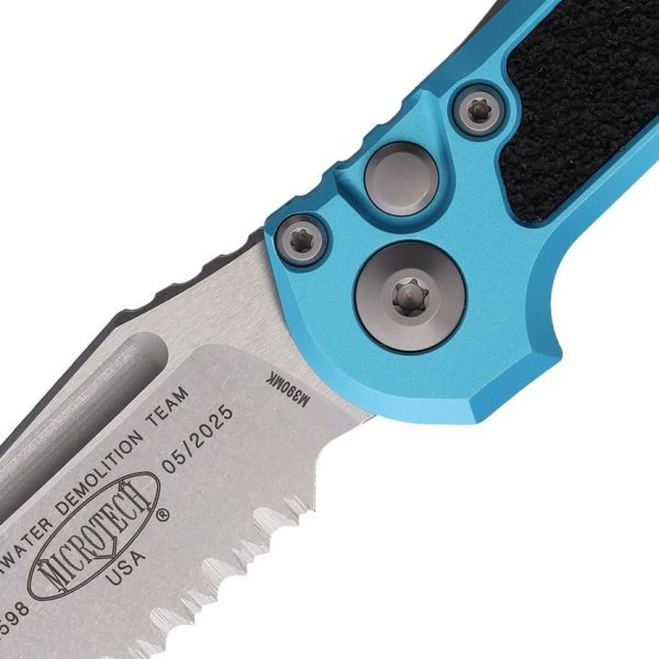 Microtech Auto LUDT GenIII Turquoise Aluminum Button Lock