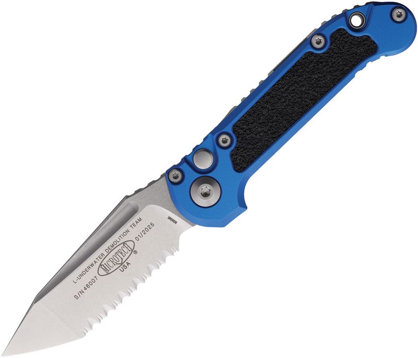 Microtech LUDT Button Lock GenIII Auto Folding Knife 3.5" M390MK Tanto Blade Blue