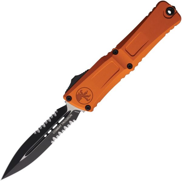 Microtech Auto Combat Troodon Orange Partial Serrated M390