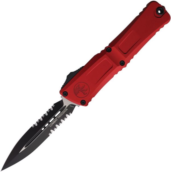 Microtech Auto Combat Troodon Red Partial Serrated M390MK