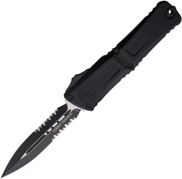 Microtech Auto Combat Troodon Black Partial Serrated Dagger