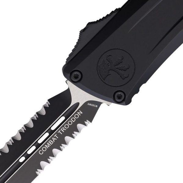 Microtech Auto Combat Troodon Black Partial Serrated Dagger