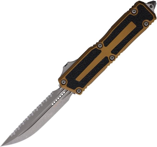 MCT118012APTA.jpg Microtech Auto Scarab II D/E Apocalyptic Full Serrated