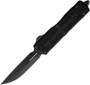 MCT11801DLCTSH.jpg Microtech Auto Scarab II D/E DLC Serrated Black