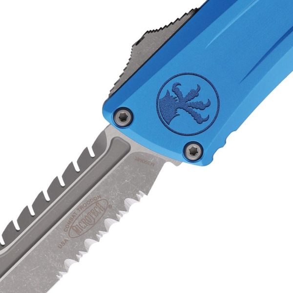 Microtech Auto Combat Troodon Interceptor Blue Serrated