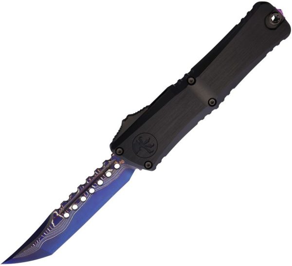 Microtech Combat Troodon LT Damascus Auto - Black Aluminum
