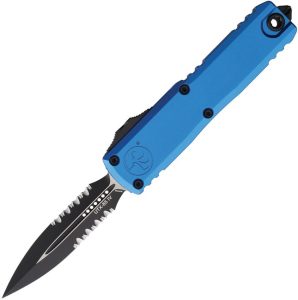 Microtech UTX-85 D/E Serrated OTF Auto - Blue Aluminum