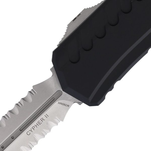 Microtech Auto Cypher II OTF Stonewash Serrated Black