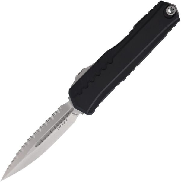 Microtech Auto Cypher II D/E Stonewash Black Serrated