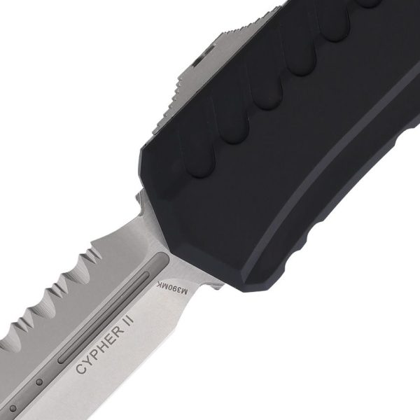 Microtech Auto Cypher II D/E Stonewash Black Serrated