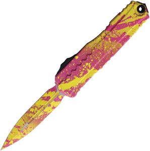 Microtech Auto Cypher II D/E Yellow Pink Splash OTF