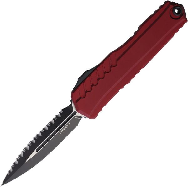 Microtech Auto Cypher II D/E OTF Merlot Serrated