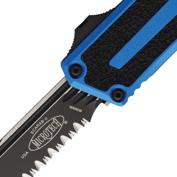 Microtech Scarab II Auto OTF Serrated Blue