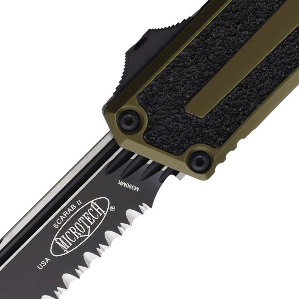 Microtech Scarab II Auto OTF Serrated OD Green