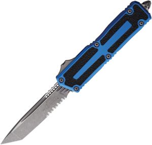 Microtech Auto Scarab II OTF Blue Serrated Tanto