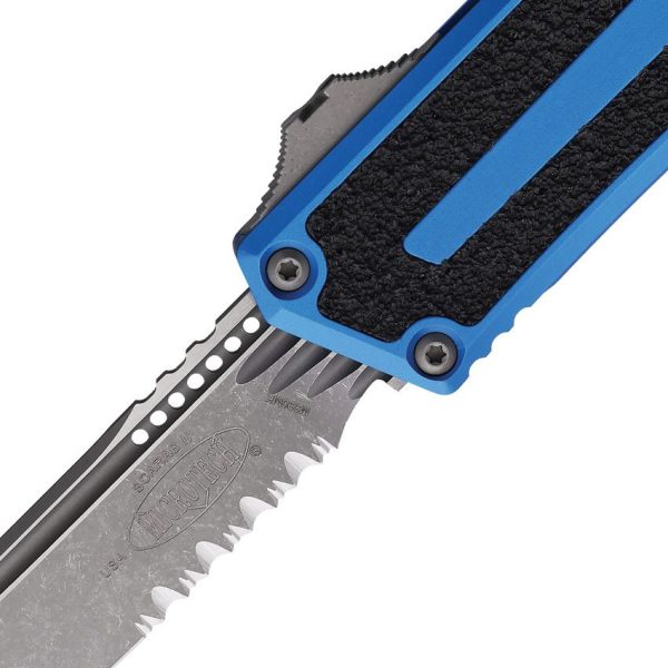 Microtech Auto Scarab II OTF Blue Serrated Tanto