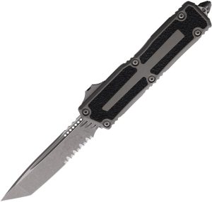 Microtech Auto Scarab II OTF Gray Serrated Blade
