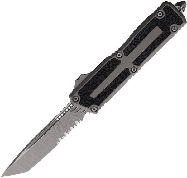 Microtech Auto Scarab II OTF Gray Serrated Blade