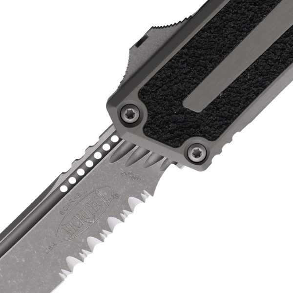 Microtech Auto Scarab II OTF Gray Serrated Blade