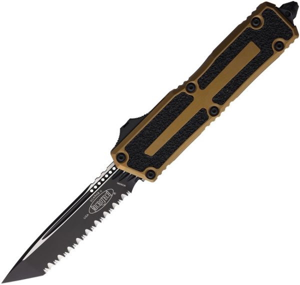 Microtech Auto Scarab II OTF Tan Serrated Tanto