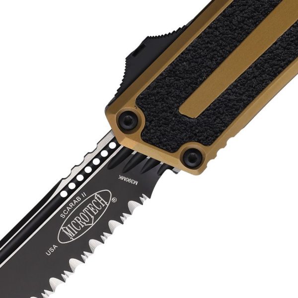 Microtech Auto Scarab II OTF Tan Serrated Tanto