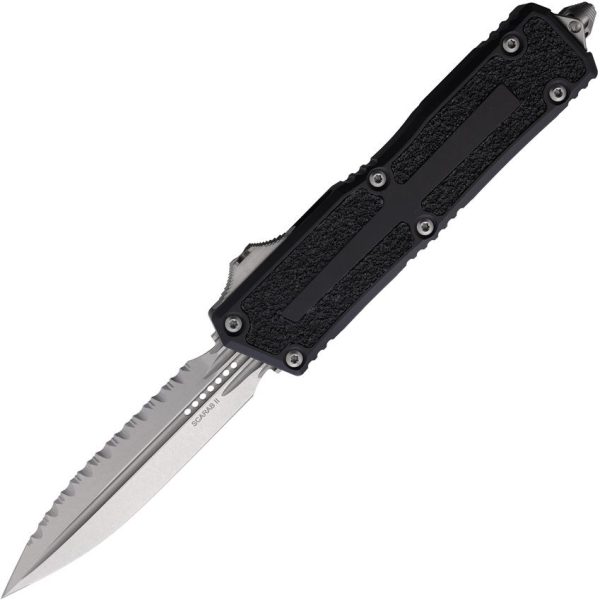 Microtech Auto Scarab II OTF Black Fully Serrated