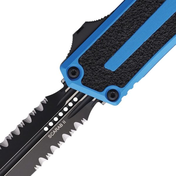 Microtech Auto Scarab II OTF - Blue Aluminum Handle