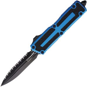 Microtech Auto Scarab II OTF Serrated - Blue Handle