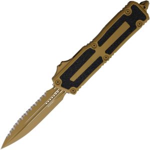MCT12803CRA.jpg Microtech Auto Scarab II OTF Serrated - Tan Cerakote