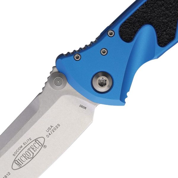 Microtech Socom Elite Blue Linerlock - Stonewash