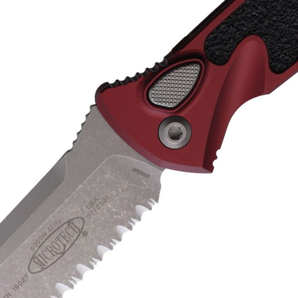 Microtech Auto Socom Elite Merlot Apocalyptic Serrated