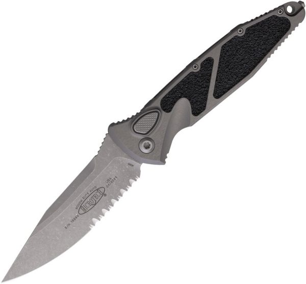 Microtech Auto Socom Elite Gray Apocalyptic Serrated