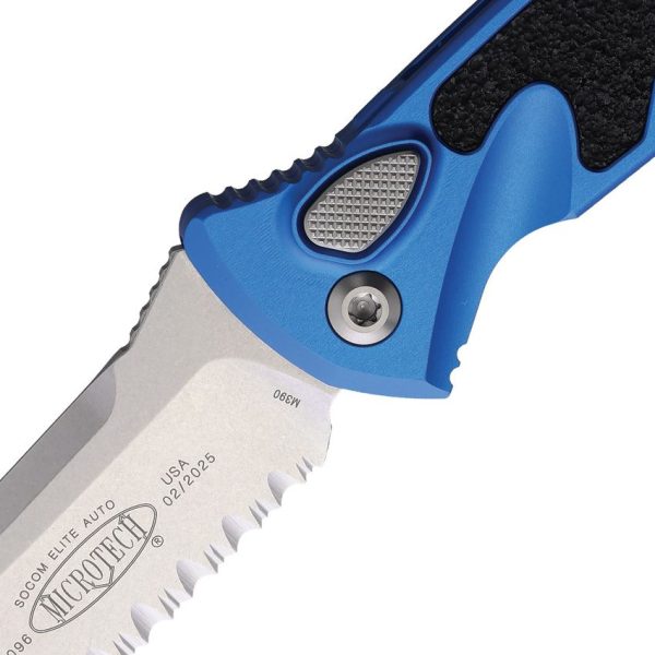 Microtech Socom Elite Auto Blue Stonewash Serrated