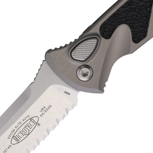 Microtech Socom Elite Auto Gray Stonewash Serrated