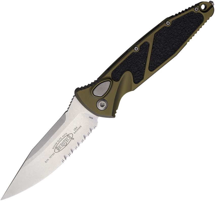 Microtech Socom Elite Auto Buttonlock Folding Knife 4" Blade Green