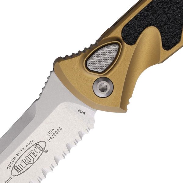 Microtech Socom Elite Auto Tan Stonewash Serrated