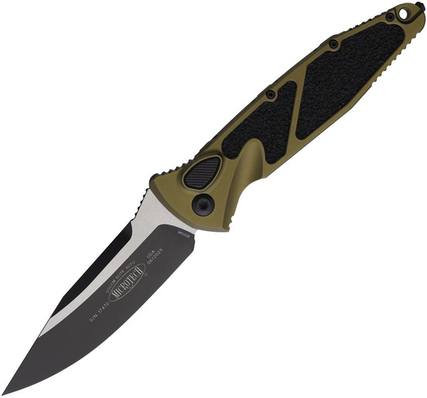 Microtech Auto Socom Elite Buttonlock Folding Knife 4" Blade Green