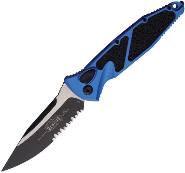 Microtech Socom Elite Buttonlock - Blue Serrated