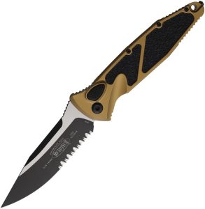 Microtech Socom Elite Buttonlock - Tan Serrated