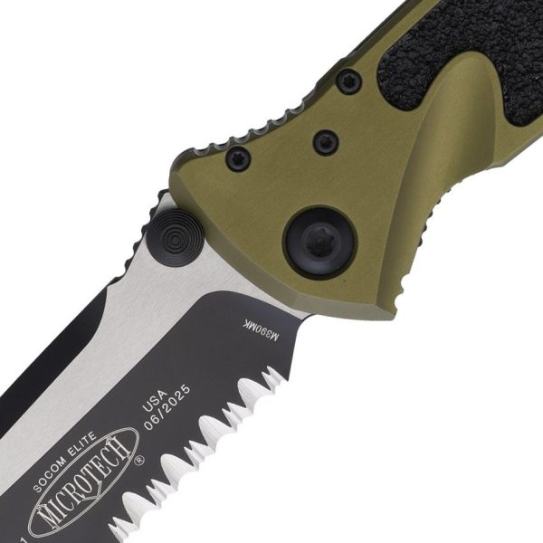 Microtech Socom Elite Serrated Linerlock - OD Green