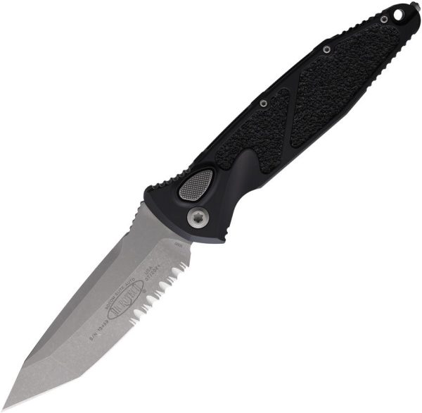 Microtech Socom Elite Auto - Black Apocalyptic Serrated