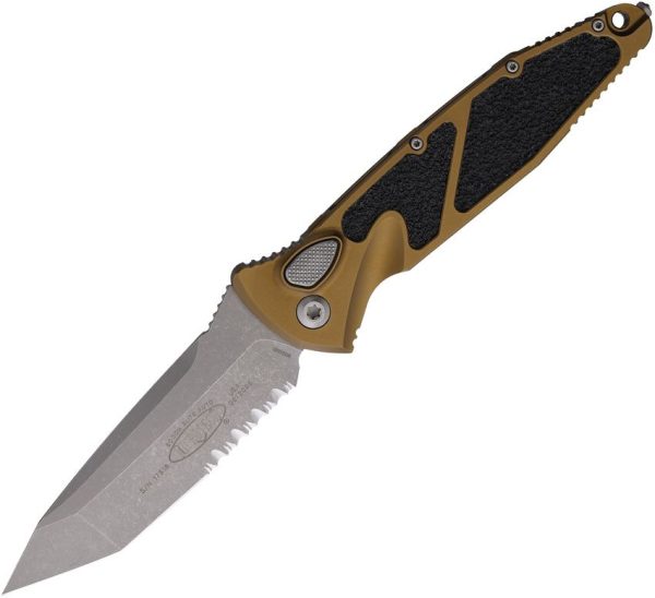 Microtech Socom Elite T/E Auto - Tan Apocalyptic Serrated