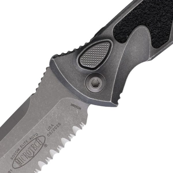 Microtech Auto Socom Elite Buttonlock - Gray Weathered