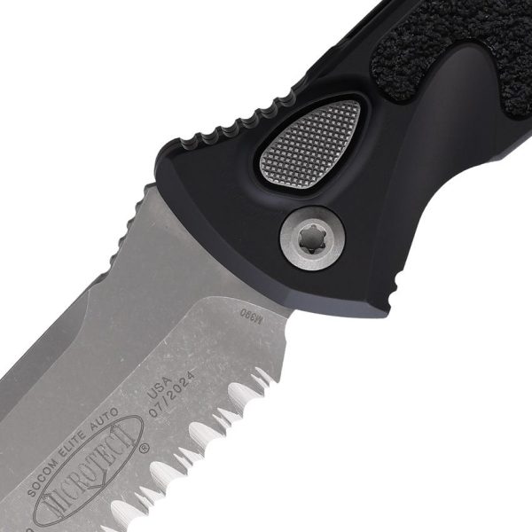 Microtech Socom Elite Auto - Black Apocalyptic Serrated